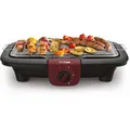 Tefal Easygrill Adjust Elektro- Tischgrill, 2300 Watt, 720 cm² Grillfläche, Einfache Reinigung, Schwarz/Burgunderrot, BG90E5