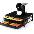 SYSYLY Kaffee Kapselhalter Schubladen kompatibel für Dolce Gusto Kapseln,Organizer zur Aufbewahrung Von 72 Kaffeekapseln,2-Tier Metall Kapselschublade.Anti-Rutsch-Füße, Robust, Stoßfest,Schwarz.