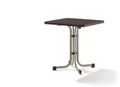 Sieger 231/C-M Boulevard-Klapptisch mit mecalit-Pro-Platte 70 x 70 cm, Stahlrohrgestell champagner, Tischplatte Schieferdekor mocca