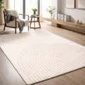 the carpet Elisa moderner Wohnzimmer Teppich, geometrisches Design, hohe Flordichte und angenehm weich, Creme, 140 x 200 cm
