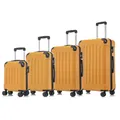 Suitcase Set, Rollkoffer Handgepäck, Kofferset, mit 4 Rollen 360°, Hartschalenreise Zahlenschloss, Weicher Gummigriff (4er Set, S,M,L&XL,Orange)