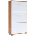 Casaria® Schuhschrank Für 18 Paar Schuhe Schmal 115x60x25cm 3 Klappen Hoch Holz Geschlossen Kippsicherung Flur Diele Schuhkipper Schuhkommode Buche - Weiß
