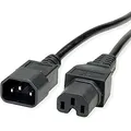 VALUE Netzkabel IEC320/C14 Stecker - C15 Buchse, schwarz, 3 m