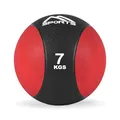 MSPORTS Medizinball 1 – 10 kg – Professionelle Studio-Qualität inkl. Übungsposter Gymnastikbälle (7 kg - Rot)