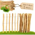 PINEEA Staketenzaun aus Haselnuss 80 cm Hoch – 5m Langer Holzzaun für Garten, Pflanzenschutz & Deko – Wetterfest – Lattenabstand 7–8 cm
