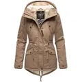 Marikoo Winterjacke Manolya stylischer Kurzmantel mit weichem Teddyfell-Futter braun XL (42)