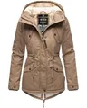 MARIKOO Damen warme Winterjacke mit kuscheliger verstellbarer Kapuze Manolya Taupe Gr. XL