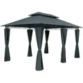 CASARIA® Pavillon Topas 3x4m Metall Wasserabweisend UV-Schutz 50+ mit Seitenteile Stabil Gartenpavillon Modern Anthrazit - Grau