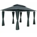 Pavillon 3x4m Gartenzelt Garten Seitenteile Metall Wasserabweisend Topas Anthrazit - Casaria
