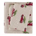WOOLRICH Baumwoll-Bettwäsche-Set, Cottage-Charms-Druck, 100% Baumwoll-Flanell-Bettwäsche-Set, warm und flauschig, Queen-Size-Bettlaken, Spannbetttuch für bis zu 35,6 cm Matratze, Queen-Size-Autos,