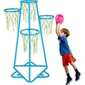 VEVOR Basketballkorb für Kinder, 4-Korb-Basketballkörbe für Kinder, tragbarer Basketballständer mit einstellbarer Höhe & 3 Bällen, Basketball... - Blau