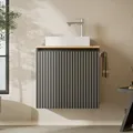 Planetmöbel Badmöbel Set Waschtisch mit Unterschrank 56 x 55 x 30 cm Anthrazit, Waschtischunterschrank mit Waschbecken für Badezimmer, Gäste WC & Bad