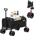 WOLTU Bollerwagen faltbar, mit Bremsen, Trolley, 80 kg belastbar : Schwarz Farbe: Schwarz