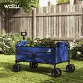 WOLTU 80kg Bollerwagen Faltbar Handwagen Bremsen Doppelrädern Gartenwagen Blau