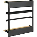 Küchenregal Magna, Schwarz, Magnetisches Regal Zur Befestigung Ohne Bohren, Schwarz, Pulverbeschichtetes Metall Schwarz, Bambus Natur, Magnet Schwarz - Schwarz - Wenko