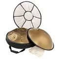 Sonic Energy Sensory Handpan Gold – D Kurd, 10 Töne, 440 Hz – Edelstahl – Für Meditation, Yoga, Percussion – Inkl. Zubehör (HPSTL100)