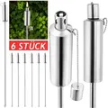 Gardebruk® Gartenfackel Öl 330ml Edelstahl Rostfrei Silber 115cm Hoch Ölfackeln Fackel Ölfackel Fackeln Garten Beleuchtung  6er Set