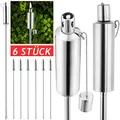 Gardebruk Gartenfackeln für Draußen Öl 6er Set 330ml Edelstahl Metall Wetterfest 115cm Groß Outdoor Ölfackeln Docht Nachfüllbar Feuer Fackeln Boden