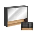 Lomadox Spiegelschrank BOLOGNA-56 100 cm in anthrazit mit Artisan Eiche Nb., B/H/T: ca. 100/75/25 cm
