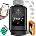 KESSER® Heizkörperthermostat Heizungsregler Heizungsthermostat WLAN Smart Home App & Sprach-Steuerung Thermostat 6 Heizkörperventile eckig Schwarz