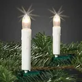 Hellum Weihnachtsbaum Lichterkette Innen, 20 weiße Kerzen mit Wachstropfenoptik, 7,6m beleuchtet, grün, mit Clip-Befestigung