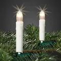 hellum Lichterkette Kerzen Weihnachtsbaum, Kerzen Lichterkette innen mit Clip, 20 Lichter weiß mit Wachstropfen, für Innen mit Stecker beleuchtete Länge 760cm, Kabelfarbe grün <59 Lumen 614022
