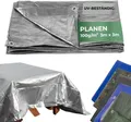 Plane Tarpaulin Medium 3x3 m, 100 g/m, Abdeck-, SILVER, silber, mit Ösen