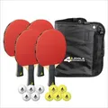 JOOLA Tischtennis-Set Quattro, 4 Tischtennisschläger + 10 Tischtennisbälle + Tasche