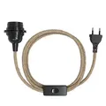 EAZY CASE - Lampenfassung E27 mit Kabel aus Jute [MIT SCHALTER] - Fassung E27 mit Kabel - Lampenfassung mit Schalter - Lampenkabel mit Fassung - Glühbirne mit Kabel - DIY Lampenfassung mit Stecker