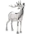 Große Stehende Silber Deko Hirsch Figur & Geweih - Weihnachten Wildfigur 42 cm