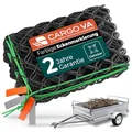 CargoVA® Intelligentes Anhängernetz dehnbar 1x2 bis 2x3 M - elastisches Hängernetz schwarz mit Gummiseil und Eckenmarkierung - für die perfekte Ladungssicherung