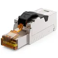 deleyCON 1x RJ45 Stecker 10 Gbit/s Werkzeuglos Schneidklemme LSA für LAN Ethernet Verlegekabel - für Netzwerkkabel CAT6a CAT7 CAT7a CAT8 PoE Kabel Geschirmt Metallgehäuse