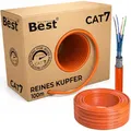 Germany B.e.s.t CAT 7 100M Simplex Netzwerkkabel Verlegekabel Kupfer LAN Ethernetkabel S/FTP 10 Gbit/s Reines Kupfer Datenkabel PoE+ LSZH