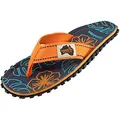 Gumbies Originals Rot - Flip Flops aus recycelten Materialien - profilierte Sohle aus wiederverwerteten Autoreifen, weiches Fußbett aus Canvas-Baumwolle, bequemer Zehensteg - Orange Hibiscus, 41
