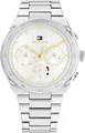 Tommy Hilfiger Damenuhr Carrie 1782573 Edelstahl, 3 Hilfszifferblätter, vergoldete Zeiger und Indizes
