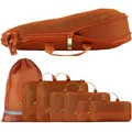 TRAVEL DUDE Packwürfel Set mit Kompression aus recycelten Plastikflaschen, Leichte Packing Cubes, Packtaschen Set für Rucksack und als Koffer Organizer, Zubehör (Burnt Orange, 7-teiliges Set)