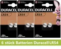 6 x Original Duracell Batterie Lithium Knopfzelle G10 189 LR1130 V10GA LR54