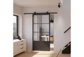 inova wohnen Glasschiebetür Stahltür schwarz Klarglas, Komplett Set offene Laufschiene Softclose Loftstyle