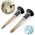 STAHLWERK Flachmeißel / Spitzmeißel 2er Set Gold 300 mm Handmeißel