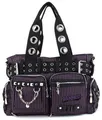 Banned Schultertasche Sweet Revenge Lila Gothic Nieten, Verstellbarer Schultergurt