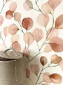 Newroom Tapete Rot Vlies Eukalyptus - Floral Blätter Aquarell Romantisch 3D Optik für Wohnzimmer Schlafzimmer