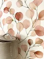 Newroom Vliestapete Leora Rot Tapete Mustertapete Eukalyptus,Blätter,Pflanzen, Rot Tapete Floral Eukalyptus - Mustertapete Eukalyptusblätter Rose Weiß Romantisch 3D Optik Blätter Pflanzen für Wohnzimmer Schlafzimmer Küche, Eukalyptusblätter