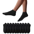 YouShow Sneaker Socken Herren Damen 10 Paar Kurze Halbsocken Quarter Baumwolle Unisex(Schwarz,35-38)