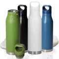 Trinkflasche Edelstahl 'Orlando' - Auslaufsichere Vakuumflasche - Isolierflasche Kohlensäure geeignet - 480ml Fassungsvermögen - BPA-freie Flasche für unterwegs, Farbe:weiß