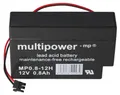 Multipower MP0.8-12H Blei Akku mit Molex 43025-200 Stecker schwarz, Akku für Solar Rollomatic DFR 2000 Nr. 1/Solar, Vision CP1208