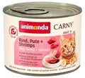 animonda Carny Katzen Nassfutter Rind + Pute + Shrimps (6 x 200g), getreidefreies Katzen Nassfutter ohne Zucker, mit frischen fleischigen Zutaten