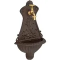Relaxdays Wandbrunnen Gusseisen Braun Mit Wasserhahn 42 cm x 24,5 cm x 11,5 cm 2,9 kg