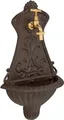 Relaxdays Wandbrunnen, nostalgischer Gartenbrunnen, Waschbecken & Wasserhahn, HBT: 42 x 24,5 x 11,5 cm, Gusseisen, braun