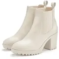 Vivance Chelseaboots mit Blockabsatz & Stretch-Einsatz, High-Heel-Stiefelette, Ankle Boots beige 38