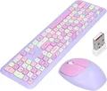 ciciglow mit Runden Tastenkappen,2,4 GHz Leise Ergonomische Lange Akkulaufzeit Tastatur- und Maus-Set, Kabellose Tastatur- und Maus-Sets,Retro-Style Ergonomische 2,4 GHz